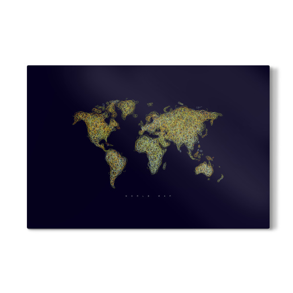 Galerie-Print "World map tangle lines orange" 30x20 cm artboxONE