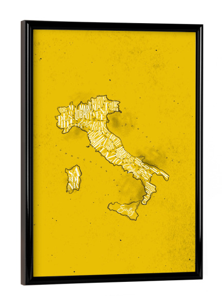 Poster mit schwarzem Rahmen "Map Italy vintage yellow" artboxONE - Reise,Kartografie