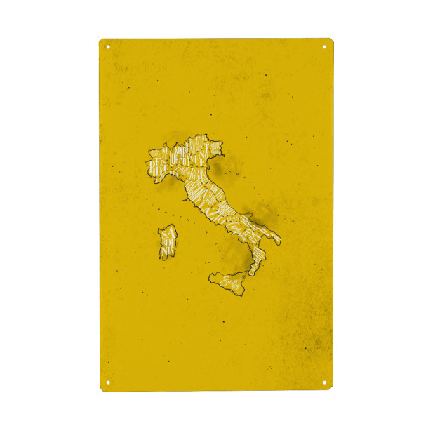 Holzbild "Map Italy vintage yellow" artboxONE - Reise,Kartografie