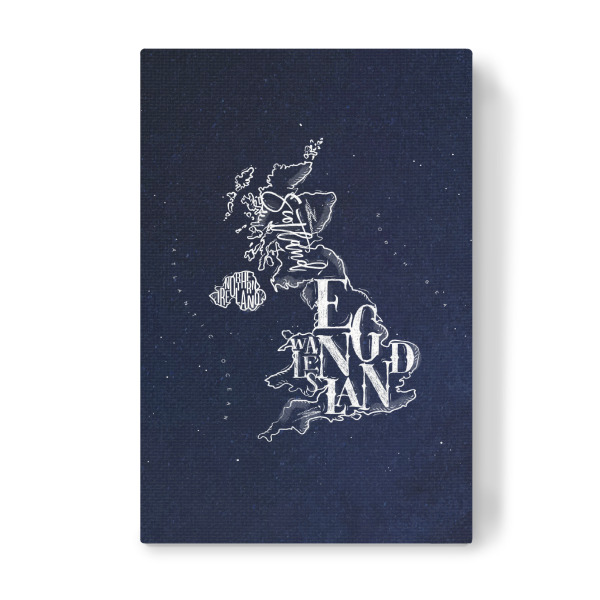 Leinwandbild "Map United Kingdom vintage blue" artboxONE - Reise,Kartografie