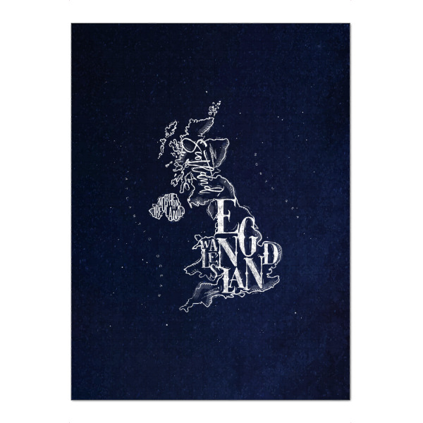 Puzzle Ravensburger "Map United Kingdom vintage blue" artboxONE - Reise,Kartografie