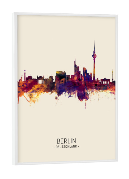 Poster mit weißem Rahmen "Berlin Germany Skyline Beige" artboxONE - Städte / Berlin - Berlin,Germany,Skyline,Cityscape,Painting,Watercolour,Stadtbild