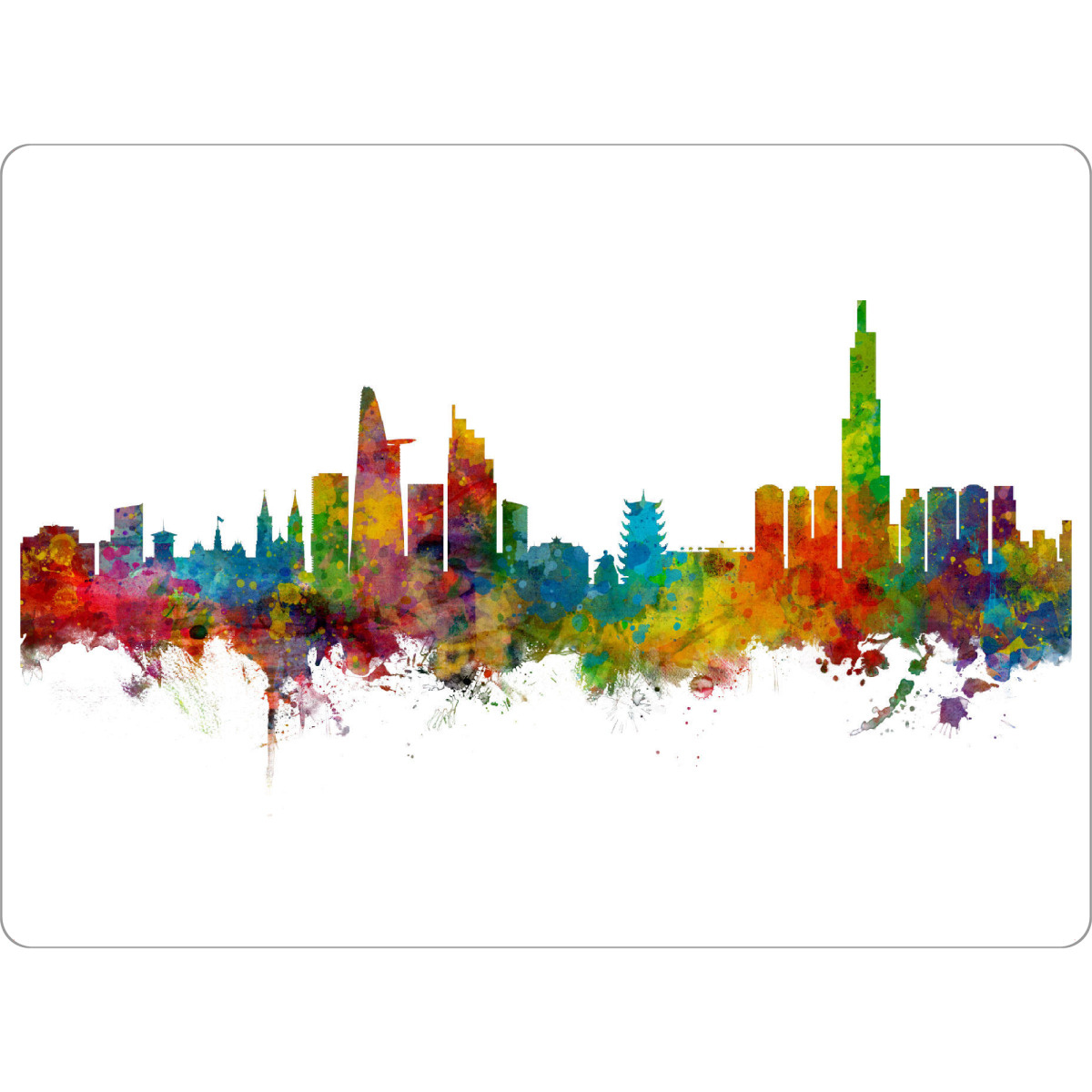 Tischset "Ho Chi Minh City Vietnam Skyline" artboxONE - Städte - Ho chi minh city,Vietnam,Skyline,Cityscape,Painting,Watercolour,Stadtbild