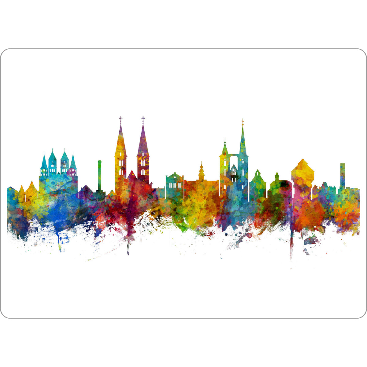 Tischset "Halberstadt Germany Skyline" artboxONE - Städte - Halberstadt,Deutschland,Skyline,Cityscape,Painting,Watercolour,Stadtbild