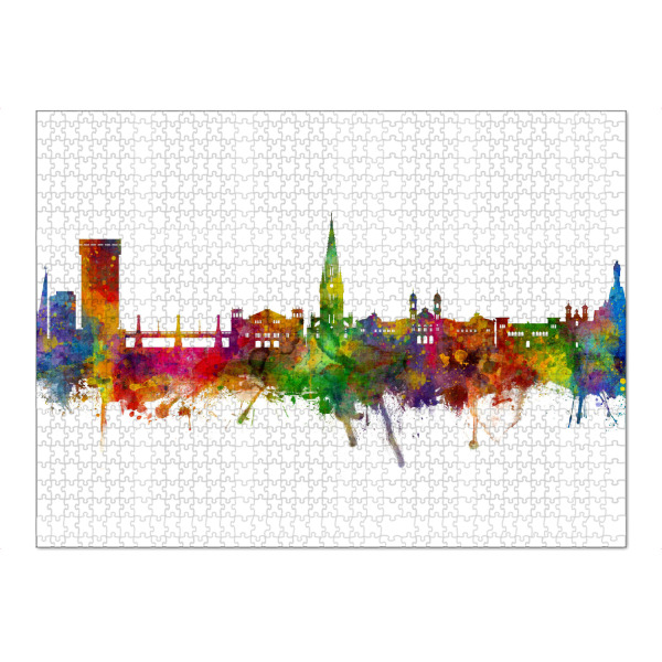 Puzzle Ravensburger "San Sebastian Spain Skyline" artboxONE - Städte - San sebastián,Spain,Skyline,Cityscape,Painting,Watercolour,Stadtbild