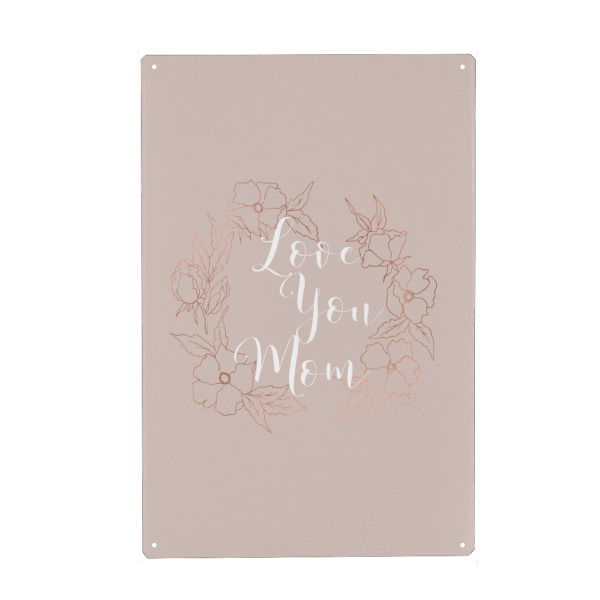 Holzbild "Love you Mom" artboxONE - Typografie,Menschen - Mom,Mum,Mothers day,Floral,Flower,Rose gold,Mutter,Mama