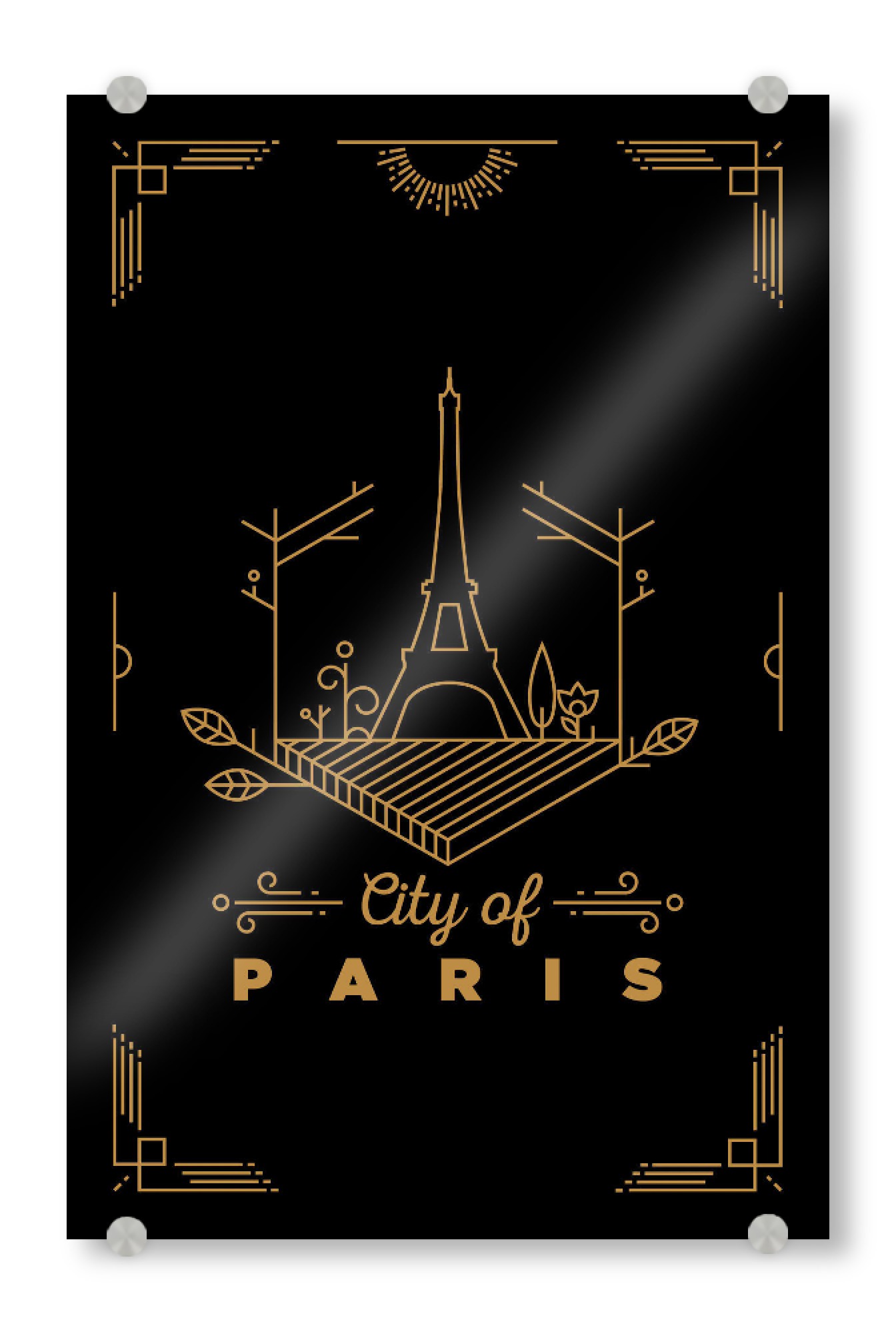 Acrylglasbild "Gold Paris Monogram Design" artboxONE - Städte