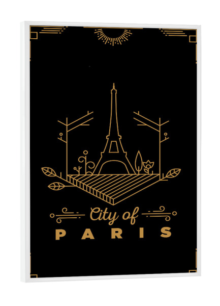 Poster mit weißem Rahmen "Gold Paris Monogram Design" artboxONE - Städte