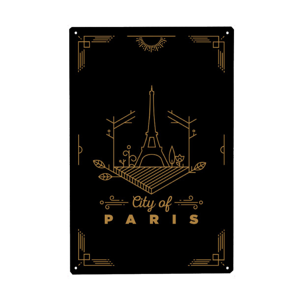 Holzbild "Gold Paris Monogram Design" artboxONE - Städte
