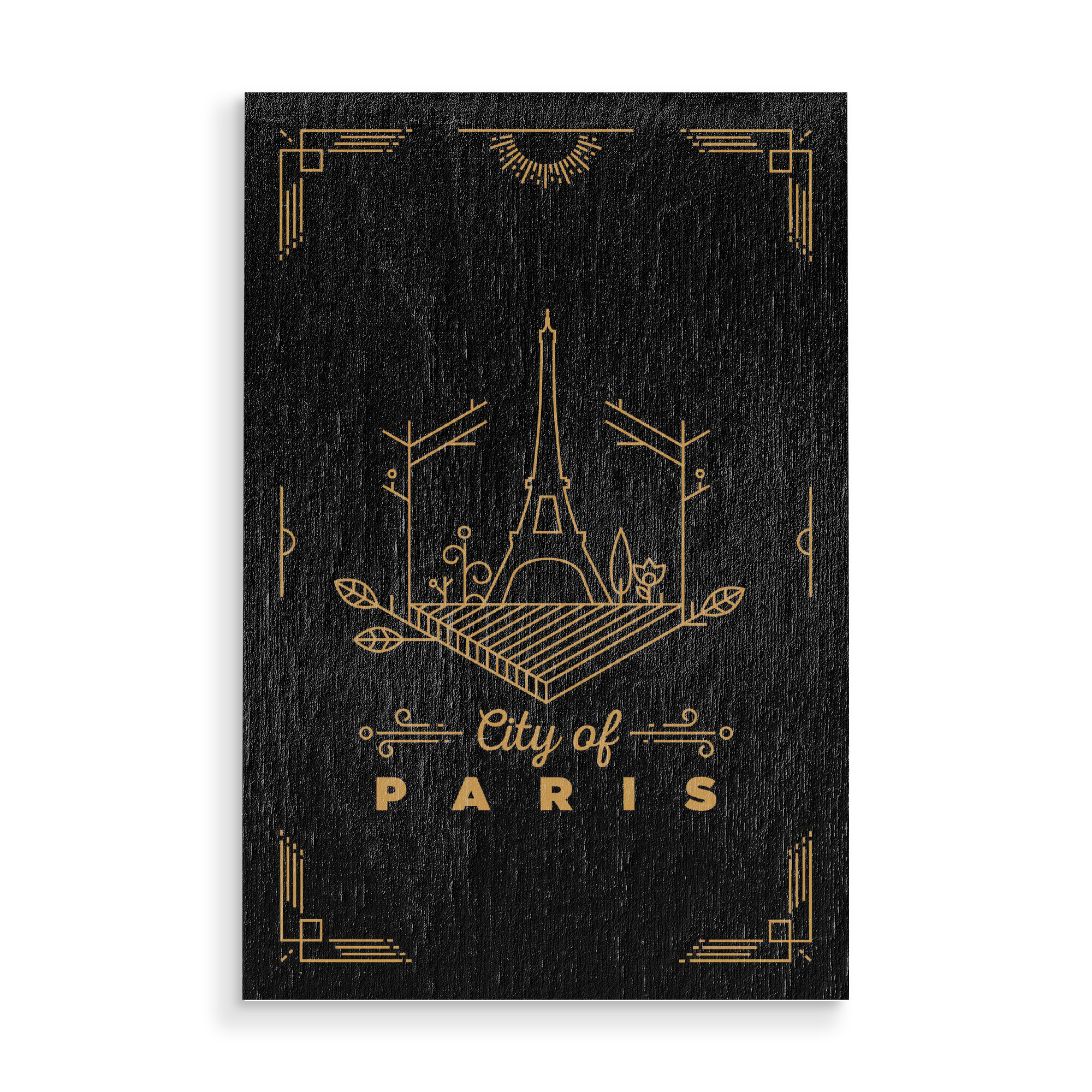 Holzbild "Gold Paris Monogram Design" artboxONE - Städte