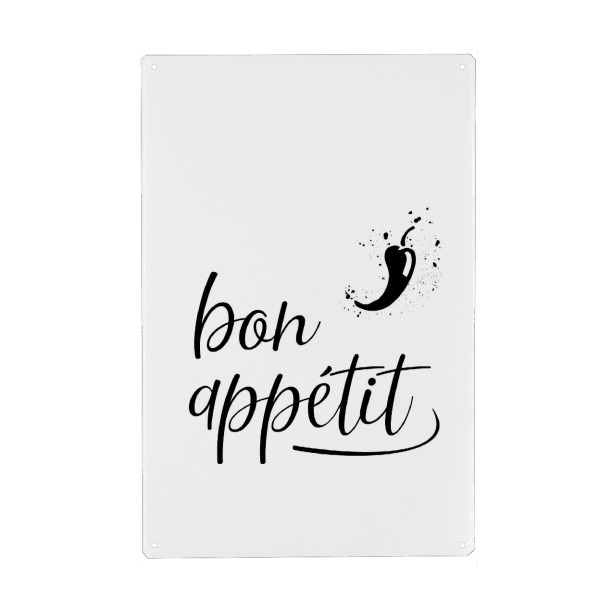 Metall Poster "BON APPETIT!" artboxONE - Essen & Trinken,Schwarzweiß - Guten appetit,Bon appetit,Französisch,Essen - Blechschild