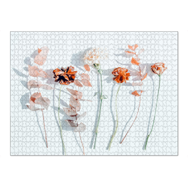 Puzzle Ravensburger "Minima" artboxONE - Floral - Color,Floral,Nature,Botanical,Still life,Flowers,Blossom,Winter,Bloom,Flourish,Coral,Garden,Minimal