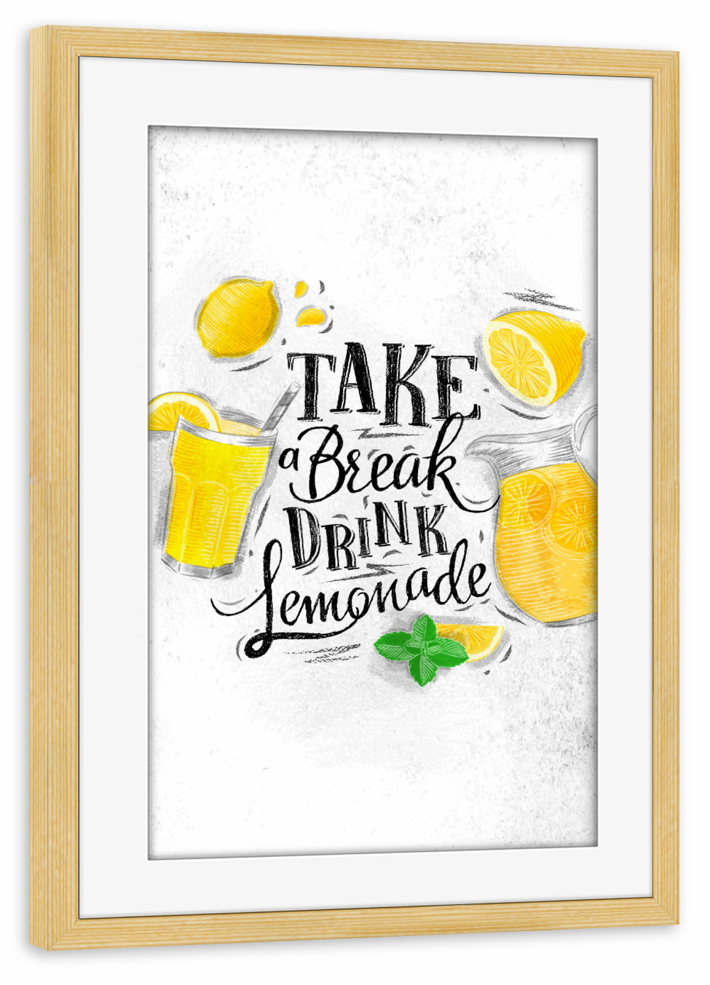 Poster mit Rahmen kiefer "Take a break lemonade" artboxONE - Essen & Trinken
