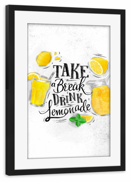 Poster mit Rahmen schwarz "Take a break lemonade" artboxONE - Essen & Trinken