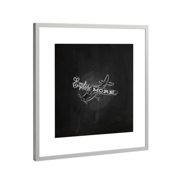 Poster mit Rahmen Silber "Plane chalk" artboxONE - Reise,Schwarzweiß