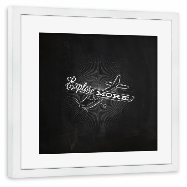 Poster mit Rahmen weiß "Plane chalk" artboxONE - Reise,Schwarzweiß