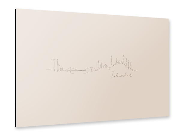 Alu-Dibond "Pen line silhouette Istanbul beige" 30x20 cm artboxONE