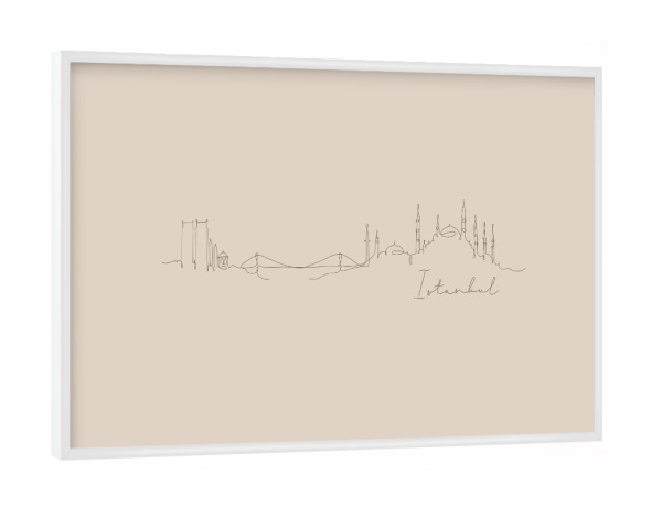 Poster mit weißem Rahmen "Pen line silhouette Istanbul beige" artboxONE - Städte,Städte / Istanbul