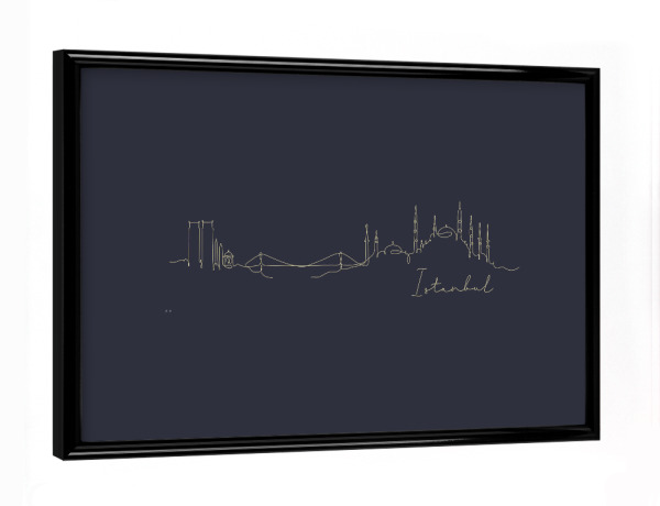 Poster mit schwarzem Rahmen "Pen line silhouette Istanbul blue" artboxONE - Städte,Städte / Istanbul