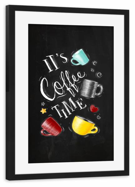 Poster mit Rahmen schwarz "Сoffee time chalk" artboxONE - Essen & Trinken