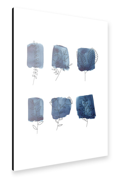 Alu-Dibond "Floral blau" 30x20 cm artboxONE