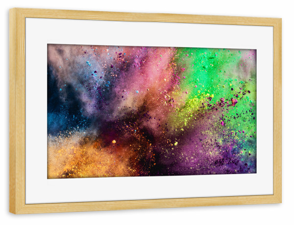 Poster mit Rahmen kiefer "Colorful holi powder explosion" artboxONE - Festivals