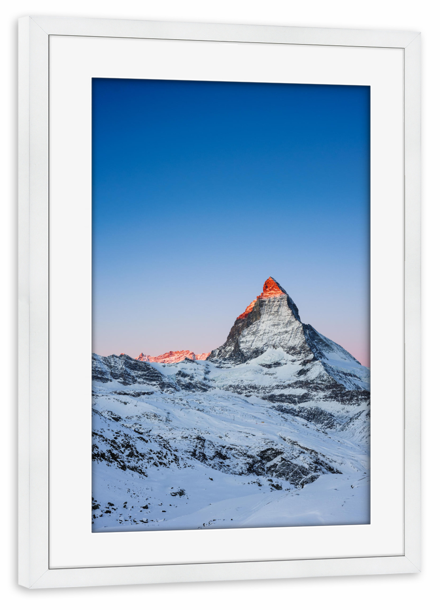 Poster mit Rahmen weiß "Matterhorn at sunrise, Switzerland" artboxONE - Natur,Reise