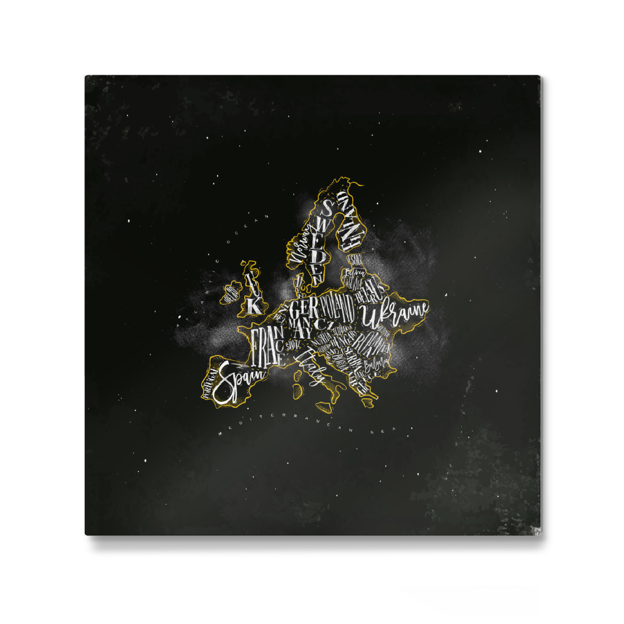 Galerie-Print "Map Europe vintage chalk yellow" 30x30 cm artboxONE