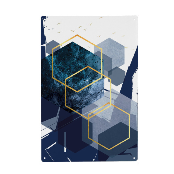 Metall Poster "Abstract Landscape in Dark Blue" artboxONE - Abstrakt,Geometrie