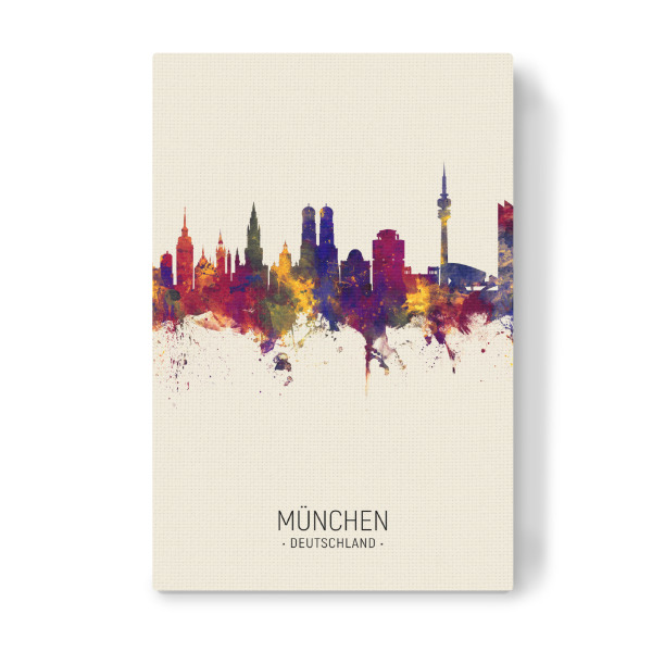Leinwandbild "Munich Germany Skyline Beige" artboxONE - Städte / München - Munich,Germany,Skyline,Cityscape,Painting,Watercolour,Stadtbild