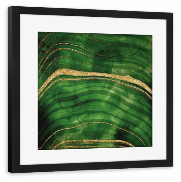 Poster mit Rahmen schwarz "Malachite Green and Gold Marble" artboxONE - Marmor - Marble,Gem,Malachite