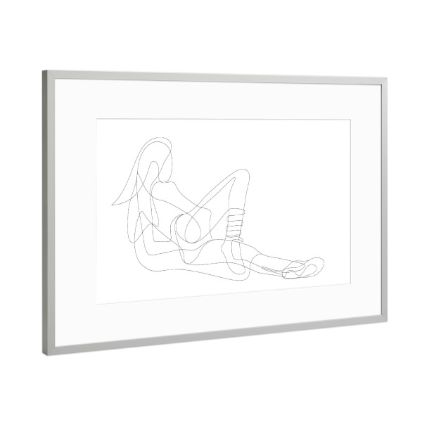Poster mit Rahmen Silber "Woman Reclining" artboxONE - Abstrakt,Menschen,Schwarzweiß