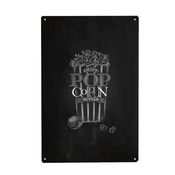 Holzbild "Popcorn butter chalk" artboxONE - Film,Essen & Trinken,Schwarzweiß