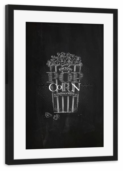 Poster mit Rahmen schwarz "Popcorn chalk" artboxONE - Film,Essen & Trinken