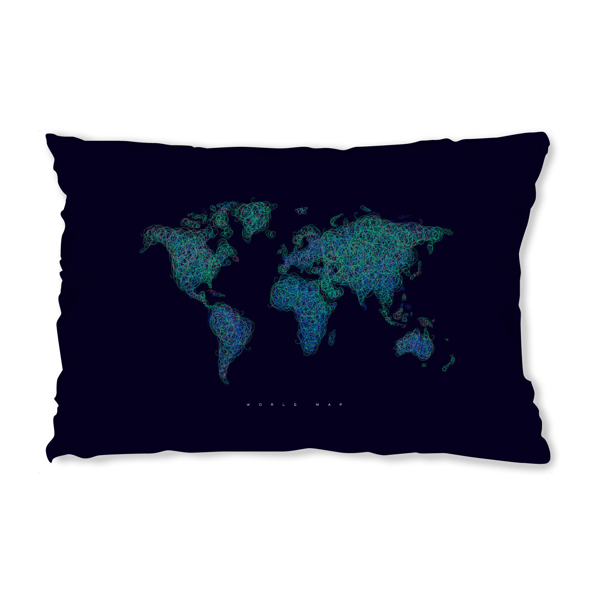 Design-Kissen "World map tangle line blue dark" artboxONE - Reise,Kartografie