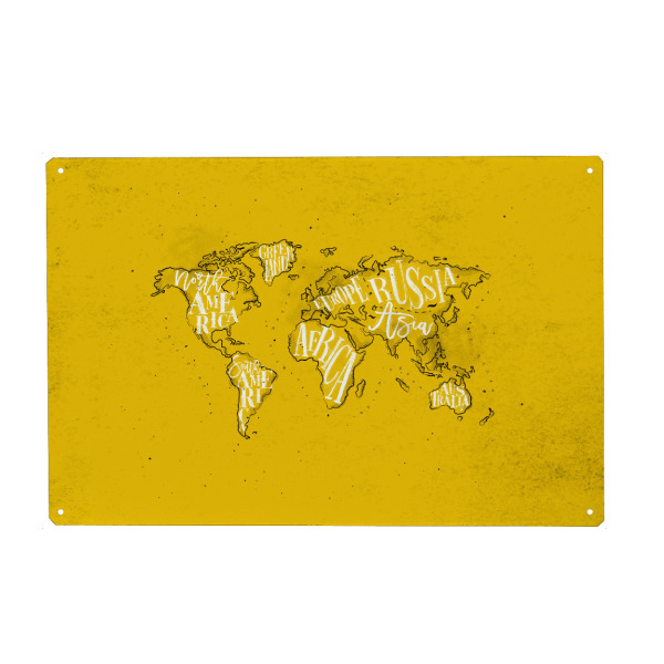Holzbild "Worldmap vintage yellow" artboxONE - Reise,Kartografie