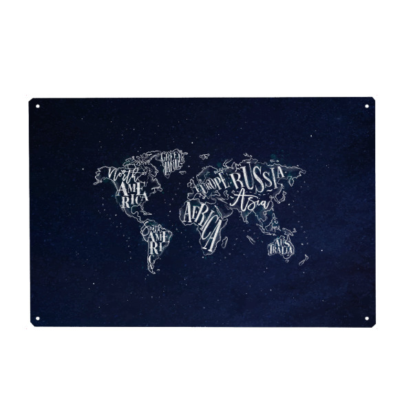 Metall Poster "Worldmap vintage blue" artboxONE - Reise,Kartografie