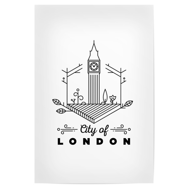 Poster "London Monogram Design" artboxONE - Städte / London,Schwarzweiß - London,Vector,Illustration,Minimal,City,Bigben,Landmark,Icon