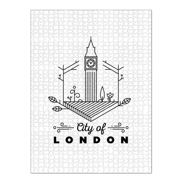 Puzzle Ravensburger "London Monogram Design" artboxONE - Städte / London,Schwarzweiß - London,Vector,Illustration,Minimal,City,Bigben,Landmark,Icon