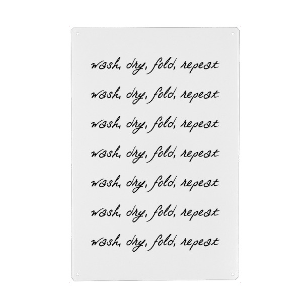 Holzbild "Wash Dry Fold Repeat" artboxONE - Typografie,Schwarzweiß