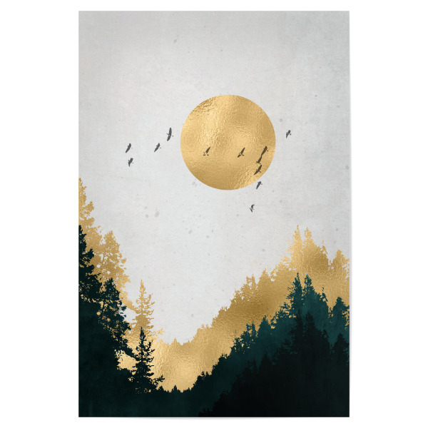 Poster 30x20 cm "Wald Gold abstrakt" artboxONE - Geometrie
