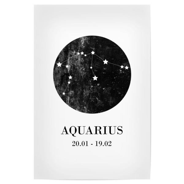 Poster 30x20 cm "Wassermann Sternzeichen" artboxONE - Typografie,Schwarzweiß,Galaxy