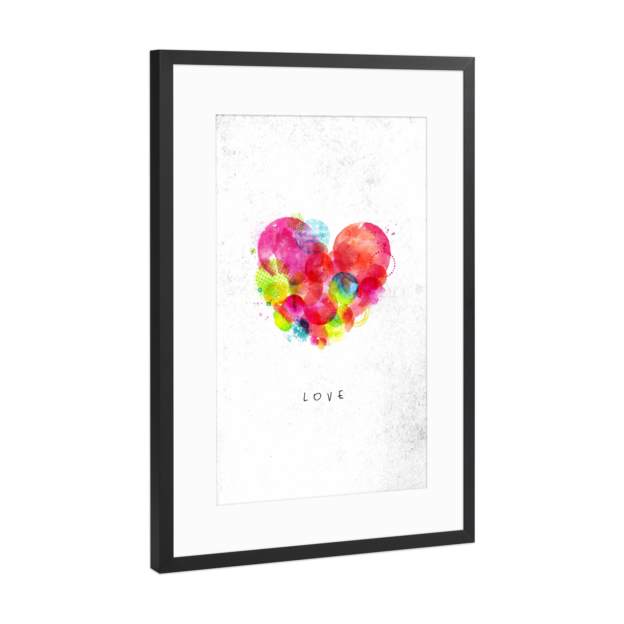 Poster mit Rahmen Schwarz (Metallic) "Watercolor Love" artboxONE - Liebe