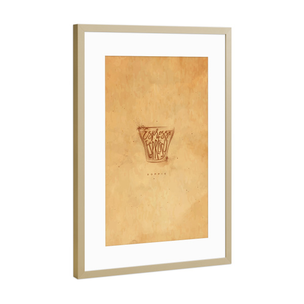 Poster mit Rahmen Gold "Doppio cup craft" artboxONE - Essen & Trinken