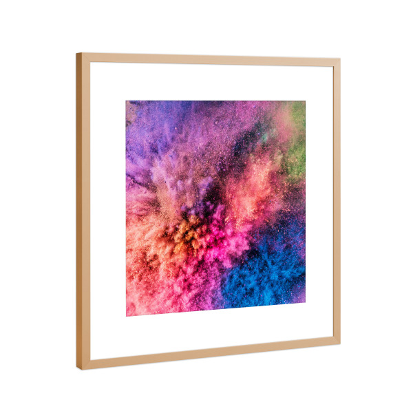 Poster mit Rahmen Kupfer "Holi powder bursting up" artboxONE - Abstrakt,Festivals