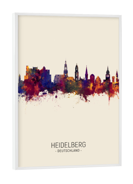 Poster mit weißem Rahmen "Heidelberg Skyline Beige" artboxONE - Städte - Heidelberg,Germany,Skyline,Cityscape,Painting,Watercolour,Stadtbild