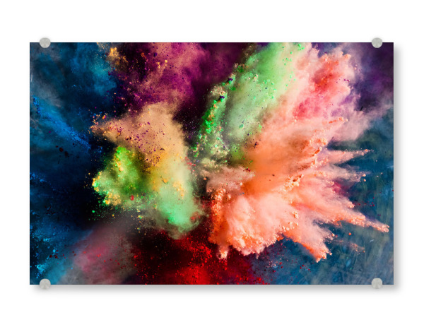 Acrylglasbild "Colorful powder exploding up" artboxONE - Festivals
