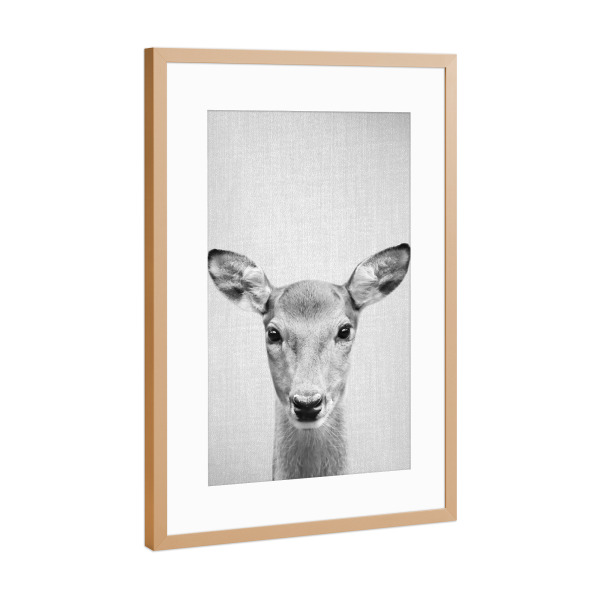Poster mit Rahmen Kupfer "Doe - Black & White" artboxONE - Tiere,Schwarzweiß