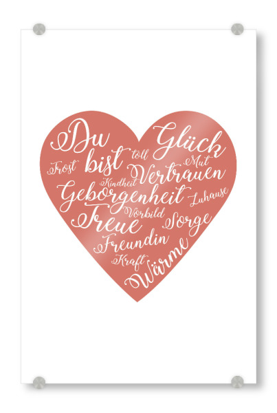Acrylglasbild "Du bist Glück" artboxONE - Typografie,Liebe,Für Mama