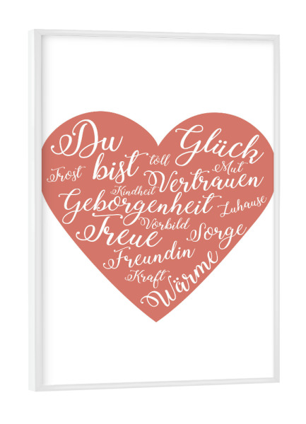 Poster mit weißem Rahmen "Du bist Glück" artboxONE - Typografie,Liebe,Für Mama